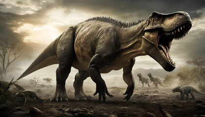 Fototapeta premium dinosaur era: Tyrannosaurus Rex, generative AI