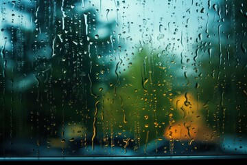 Reflective Rainy Windows: Raindrops on windows reflecting nature 