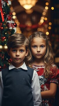 a boy and girl posing for a picture