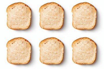 Round toasts of white bread isolated on transparent or white background - obrazy, fototapety, plakaty