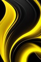 Yellow and black waves abstract background, vertical composition