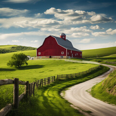 A picturesque red barn