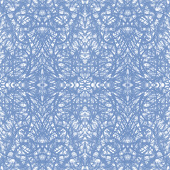Brush Stroke Abstract Pattern in Blue Mandala Style Design