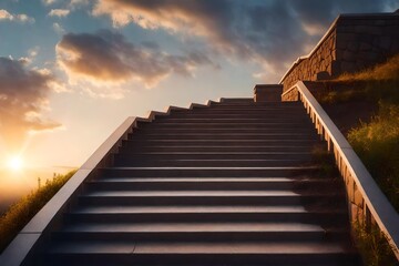 Stairway Leading Up To Sky At Sunrise