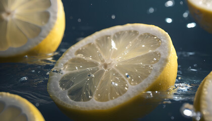 lemon floating in water, generative AI