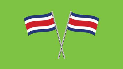 Flag Of Costa Rica, Costa Rica flag vector  illustration, National flag of Costa Rica, Costa Rica flag. Crossed Table flag of Costa Rica Isolated on green background.
