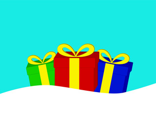 Vector multi-colored gift boxes in a snowdrift.
Vector New Year, Christmas background with gifts