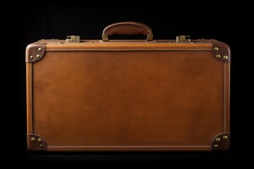 Vintage old brown suitcase isolated on transparent or white background