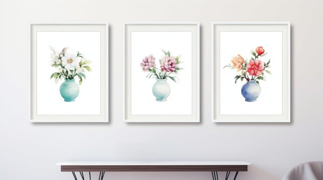 Three painting on wall, Modern painting, Home decor