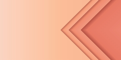 Triangular cut paper divided into layers. 3D gradient abstract background. Color trend of 2024 Peach fuzz. Design texture elements for banner, poster, backdrop, wall, wallpaper. Vector illustration.