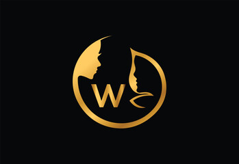 Latter W women Beautiful - vector logo concept illustration