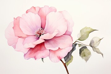 A Vibrant Pink Flower Blossoming on a Serene White Canvas