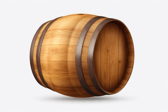 Wooden oak barrel isolated on transparent or white background
