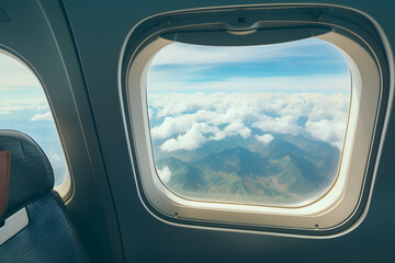 Naklejka premium Himmelserwachen: Faszinierender Blick aus einem Flugzeugfenster auf endlose Horizonte