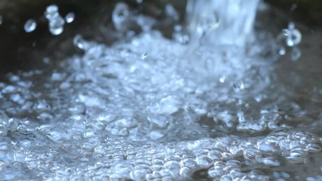 beautiful water bubbles in natural spring water.macro