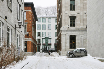 Buildings of old Quebec in winter