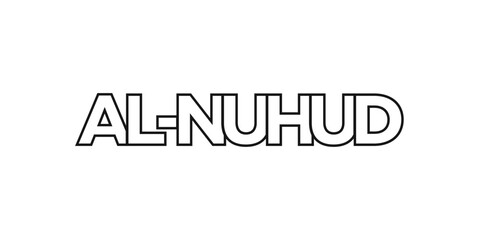 Nuhud in the Sudan emblem. The design features a geometric style, vector illustration with bold typography in a modern font. The graphic slogan lettering.