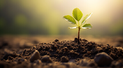 Seedling emerges from the rich soil. From Seed to Oak Entrepreneur's Journey of Growth and Success