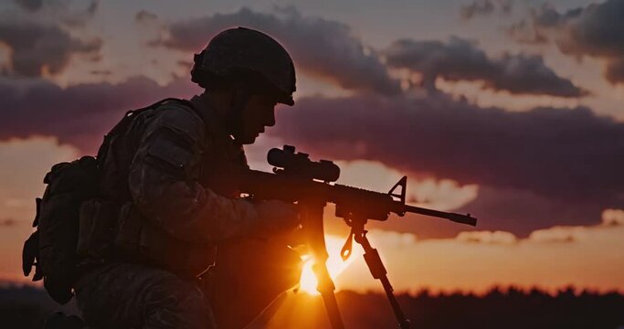 Soldier silhouette, video background