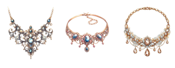 Watercolor elegant necklace on white background