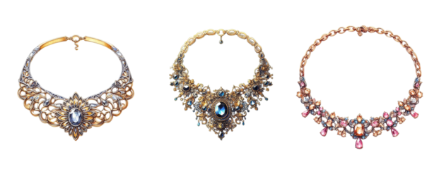 Watercolor elegant necklace on white background