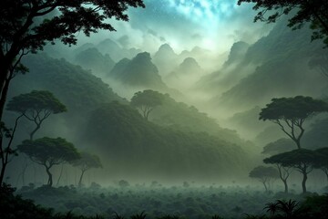 Rain forest landscape, nature