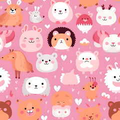 children's illustration patterns, animals, clouds, cute fabric prints, paper for wallpaper