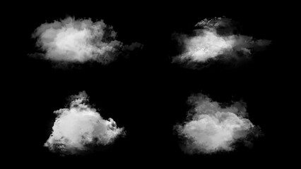 isolated summer white realistic cloud set - obrazy, fototapety, plakaty