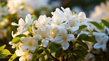 The enchanting fragrance of jasmine blossoms in the soft evening light. Generative Ai