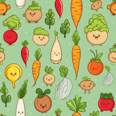 cute vegetable theme design pattern wallpaper