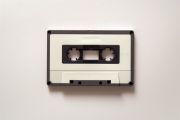 Fototapeta na wymiar An old cassette isolated on white background, template and mockup, png analog tape, generated by AI.