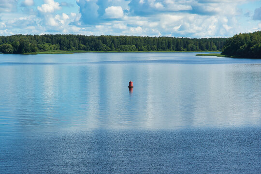 River landscape with coastal nature, cruise on the Volga