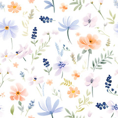 Fototapeta na wymiar watercolor style floral pattern wallpaper