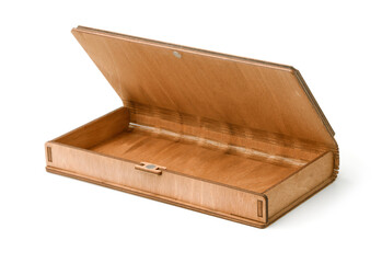 Open decorative wooden case with lid