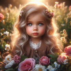 portrait of a girl with a wreath of flowers