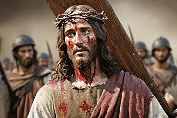 Obraz premium Jesus Christ at his Calvary, Holy Week, Good Friday, crucifixion