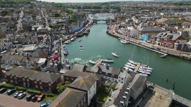 Aerial View of Weymouth Harbour or Port in the Summer
