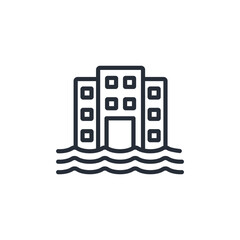 sea level rise icon. vector.Editable stroke.linear style sign for use web design,logo.Symbol illustration.