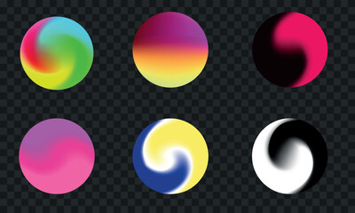 Set of colored balls. Colored gradient balloons with beautiful swirling colors. Vector illustration EPS10.

