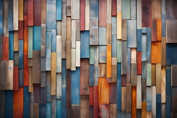An epoxy wall texture that looks like a patchwork of different colored wood planks - obrazy, fototapety, plakaty