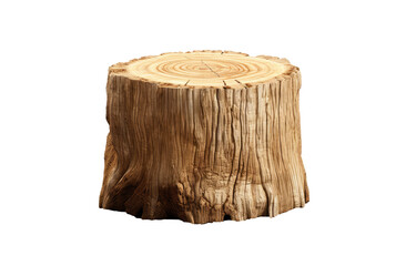 an old tree stump against white floor isolated