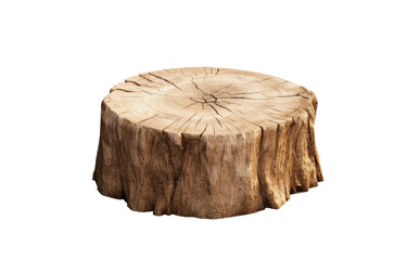 an old tree stump against white floor isolated