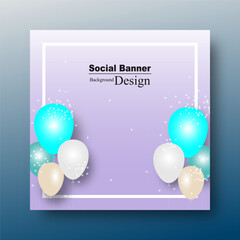 Celebration banner with balloons background design square banner template for place text advertisement. 