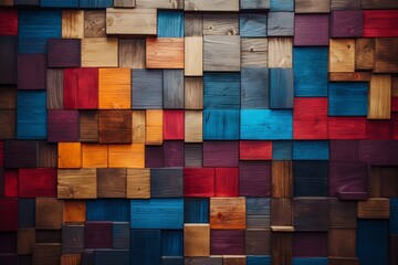 An epoxy wall texture that looks like a patchwork of different colored wood planks