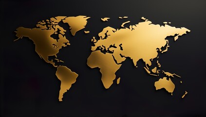 Fototapeta na wymiar gold world map