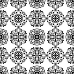 seamless black and white floral pattern. monochrome decorative circular openwork ornament. lace. print. cover. the coloring page. the mosaic.