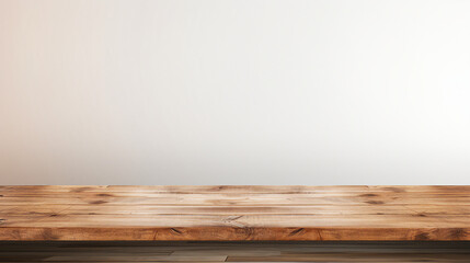 Rustic Wood Table Top Isolated on Clean White Background - Vintage Wooden Surface for Minimalist Design Mockups and Creative Concepts in Retro Settings.