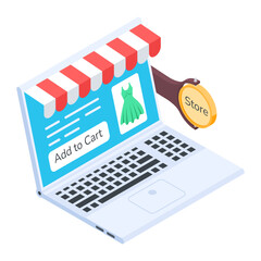 Customizable isometric icon of buy online 