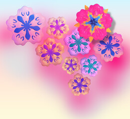 Pattern design elements. Floral, fabric illustrations