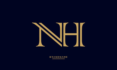 Alphabet letters NH or HN logo monogram
